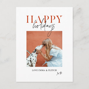 Modern Retro Bright Colourful Red Orange Dog Mom Holiday Postcard