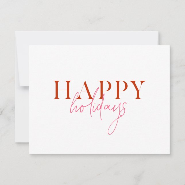 Modern Retro Bright Colourful Red Pink Script Dog Holiday Card (Front)