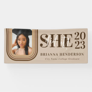 Modern Retro Brown and Neutral Graduation  Banner