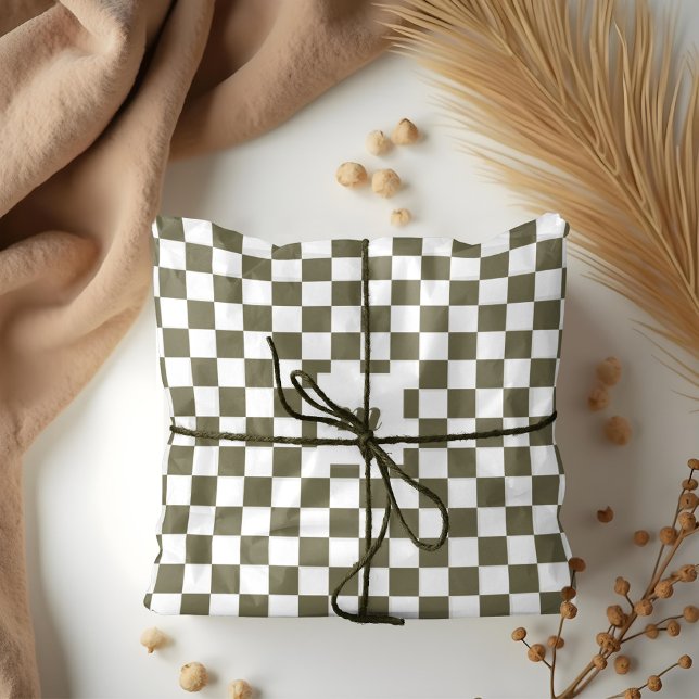 Modern Retro Chequered Pattern Custom Monogram Tissue Paper (Modern Retro Chequered Pattern Custom Monogram Tissue Paper)