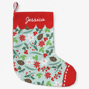 Modern Retro Chic Pattern Holidays Personalized Small Christmas Stocking