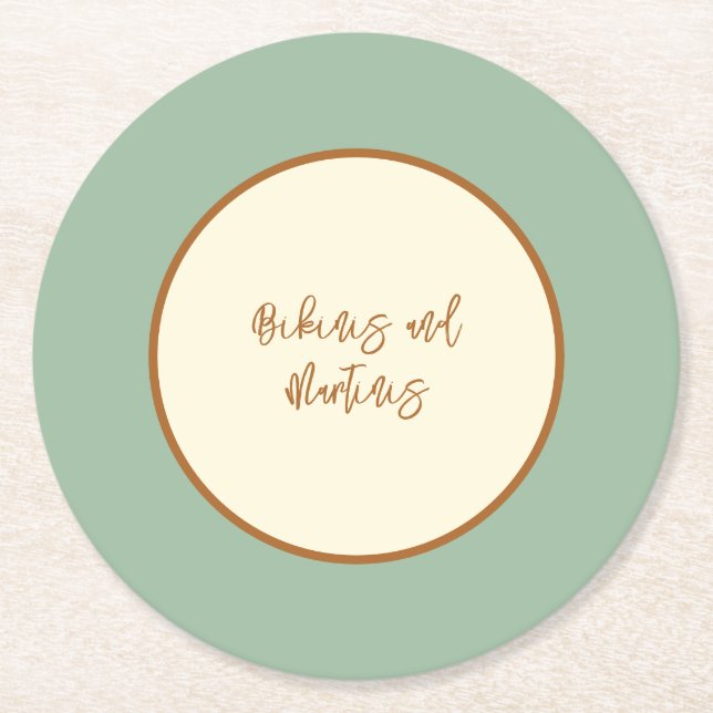 Modern Retro Chili Lime Round Paper Coaster (Front)