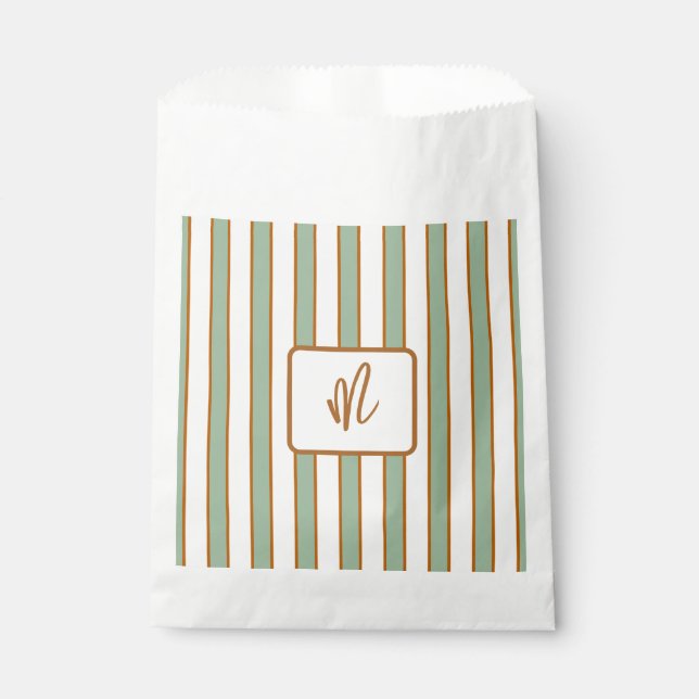 Modern Retro Chili Lime Stripe Favour Bag (Front)