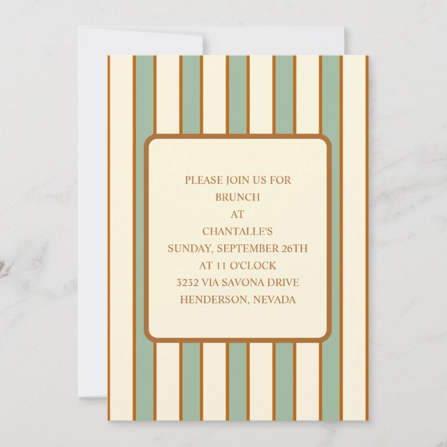 Modern Retro Chili Lime Stripe Invitation (Front)