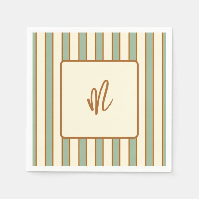 Modern Retro Chili Lime Stripe Napkin (Front)