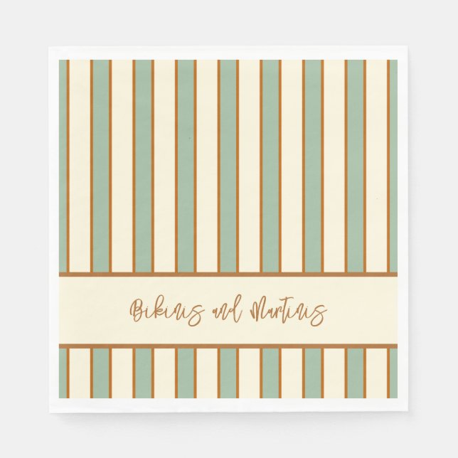 Modern Retro Chili Lime Stripe Napkin (Front)