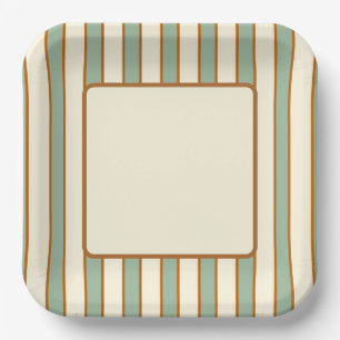 Modern Retro Chili Lime Stripe Paper Plate