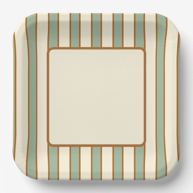 Modern Retro Chili Lime Stripe Paper Plate (Front)