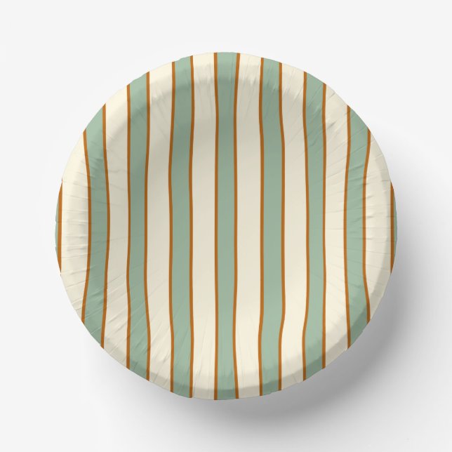 Modern Retro Chili Lime Stripe Paper Plate (Front)