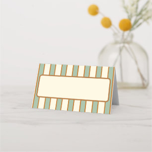 Modern Retro Chili Lime Stripe Place Card