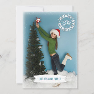 Modern Retro Christmas Greeting Photo Card