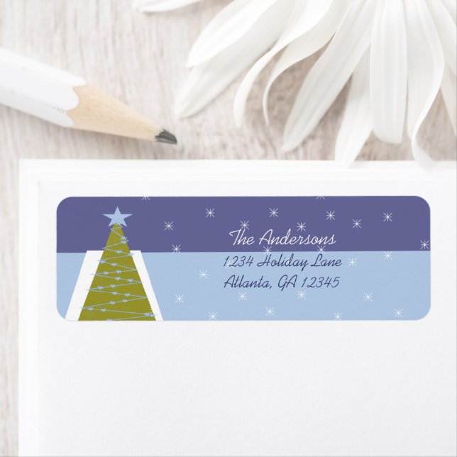 Modern Retro Christmas Tree Return Address (Insitu)