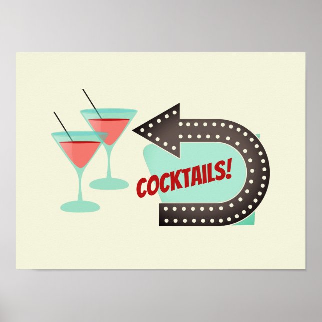 Modern Retro Cocktails Home Bar   Poster (Front)