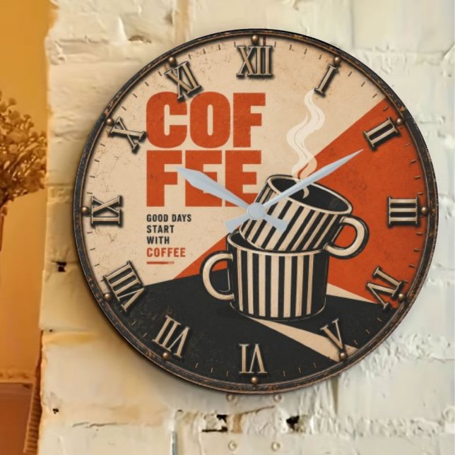 Modern Retro Coffee Large Clock (Creator Uploaded)