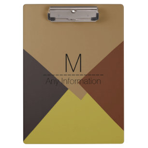 Modern Retro Colour Geometric Pattern Monogram #6 Clipboard