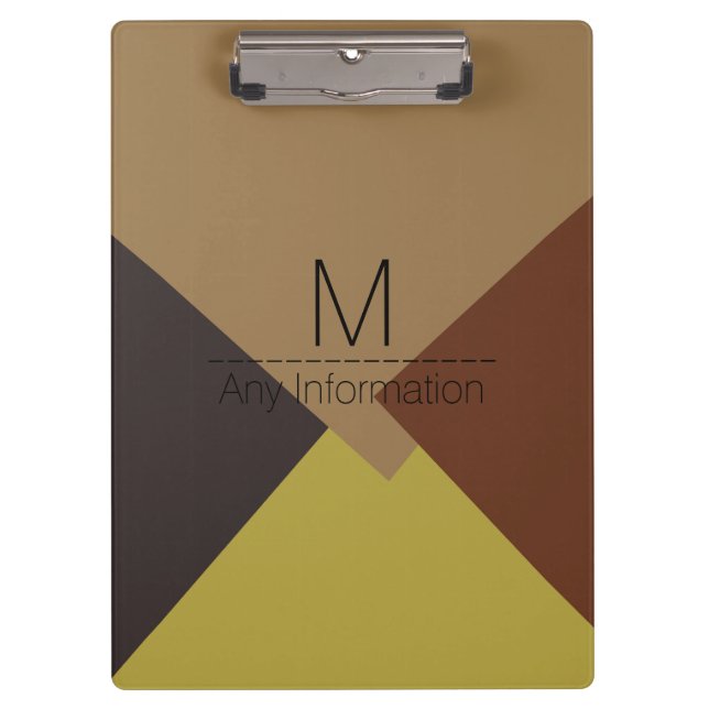 Modern Retro Colour Geometric Pattern Monogram #6 Clipboard (Front)