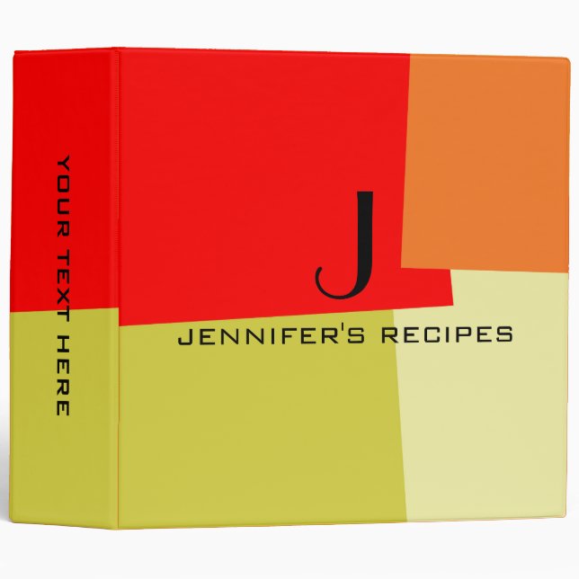 Modern Retro Colour Monogram Cooking #3 Binder (Front/Spine)
