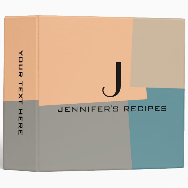 Modern Retro Colour Monogram Cooking Binder (Front/Spine)