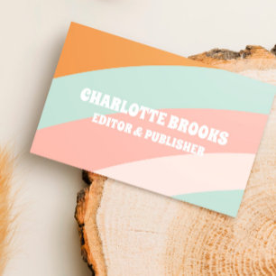 Modern Retro Colour Wave QR Code Business Card