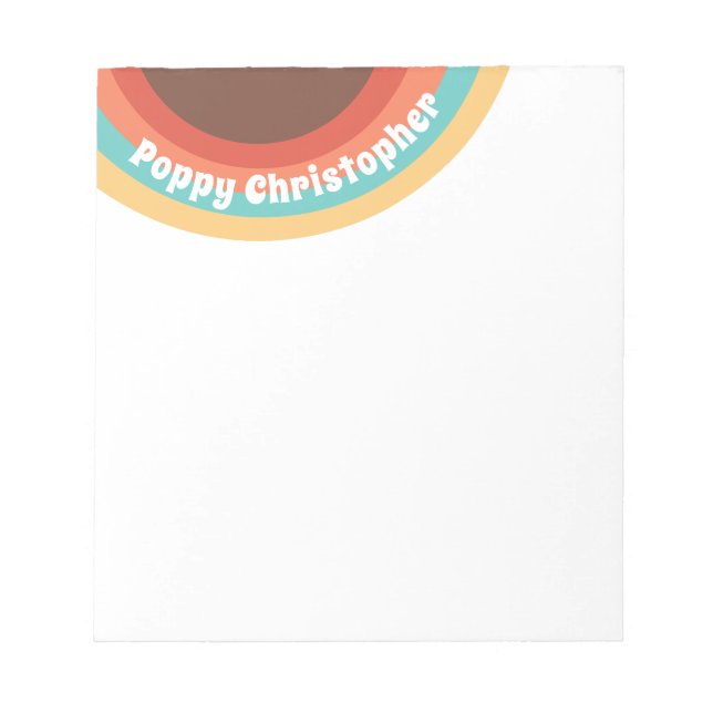 Modern Retro Colourful Groovy Curves Personalized Notepad (Front)