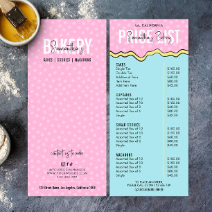 Modern Retro Colourful Pastry Chef Bakery Menu