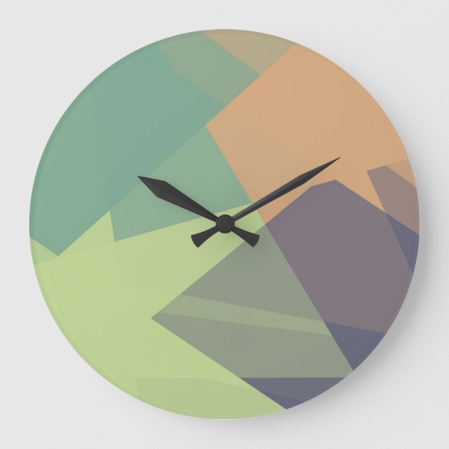 Modern Retro Colours Geometric #17 Large Clock (Front)