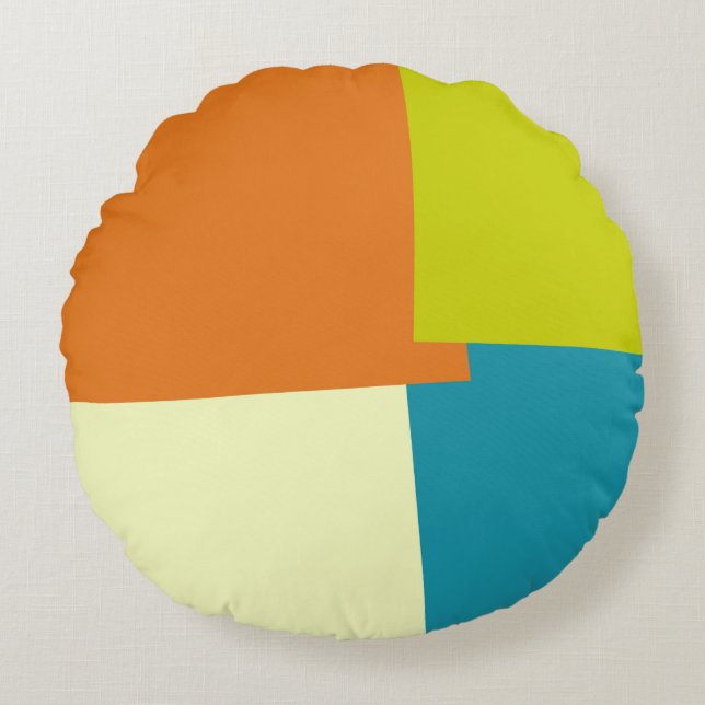 Modern Retro Colours Geometric Round Pillow (Front)