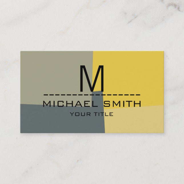 Modern Retro Colours Monogram #15 Business Card (Front)