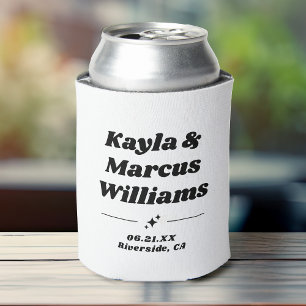 Modern Retro Cool Fun Wedding Names Party Favour Can Cooler