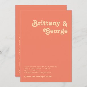 Modern Retro   Coral All In One Wedding Invitation