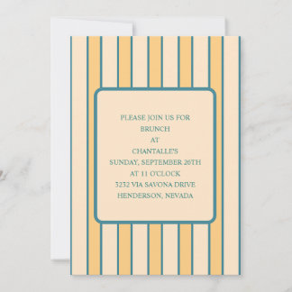 Modern Retro Coral and Green Stripe Invitation