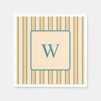 Modern Retro Coral and Green Stripe Napkin