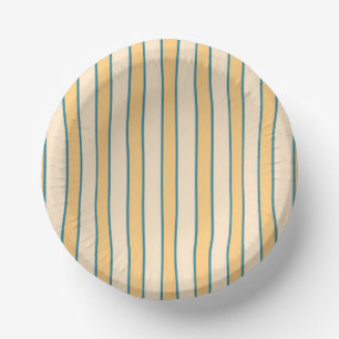 Modern Retro Coral and Green Stripe Paper Plate