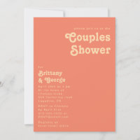 Modern Retro | Coral Couples Shower Invitation