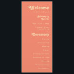 Modern Retro | Coral Cream Wedding Program<br><div class="desc">This modern retro | coral wedding program is perfect for your simple vintage, colourful tropical boho summer wedding. Its unique bohemian mid-century font gives this design a classic minimalist groovy hippie vibe. If you're looking for a design that features bright, bold colours for your creative 70's beach wedding, then this...</div>