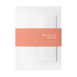 Modern Retro   Coral Invitation Belly Band