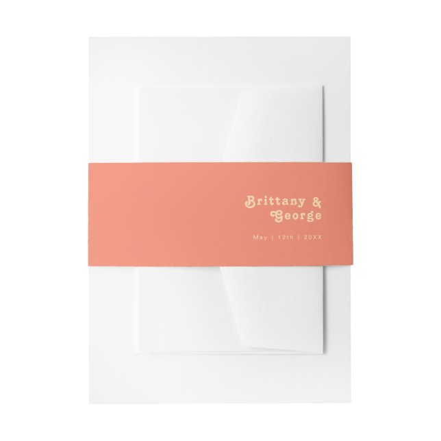 Modern Retro | Coral Invitation Belly Band (Front Example)