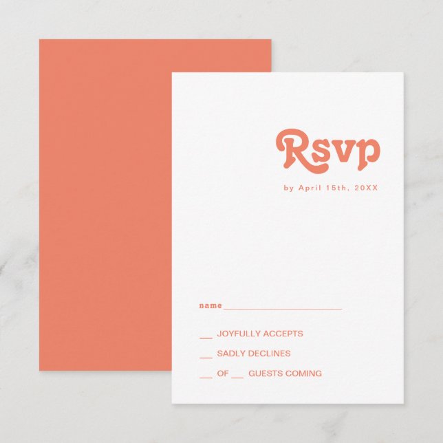Modern Retro | Coral RSVP Card (Front/Back)