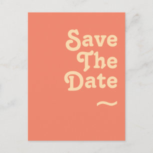 Modern Retro   Coral Save The Date Invitation Postcard