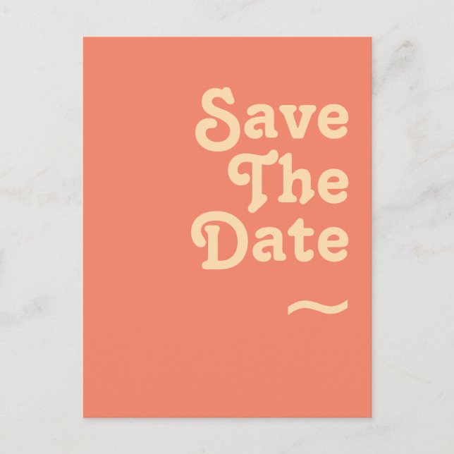 Modern Retro | Coral Save The Date Invitation Postcard (Front)