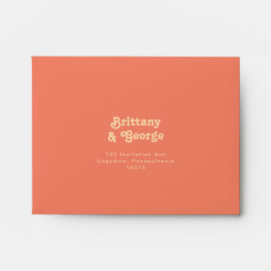Modern Retro   Coral Self Addressed RSVP Envelope