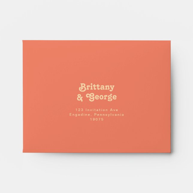 Modern Retro | Coral Self Addressed RSVP Envelope (Front)