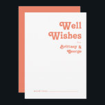 Modern Retro | Coral Wedding Well Wishes Card<br><div class="desc">This modern retro | coral wedding well wishes card is perfect for your simple vintage, colourful tropical boho summer wedding. Its unique bohemian mid-century font gives this design a classic minimalist groovy hippie vibe. If you're looking for a design that features bright, bold colours for your creative 70's beach wedding,...</div>
