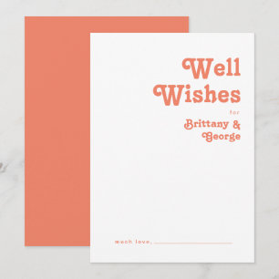 Modern Retro   Coral Wedding Well Wishes Card
