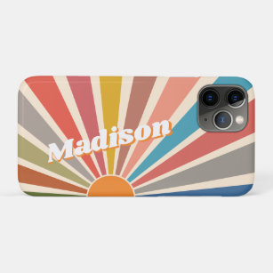 Modern Retro Custom Name Fun Vintage Rainbow Case-Mate iPhone Case