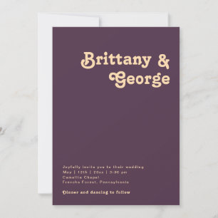 Modern Retro   Dark Purple Casual Wedding Invitation