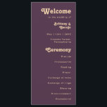 Modern Retro | Dark Purple Cream Wedding Program<br><div class="desc">This modern retro | dark purple wedding program is perfect for your simple vintage, colourful tropical boho summer wedding. Its unique bohemian mid-century font gives this design a classic minimalist groovy hippie vibe. If you're looking for a design that features bright, bold colours for your creative 70's beach wedding, then...</div>
