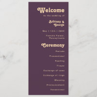 Modern Retro | Dark Purple Cream Wedding Program