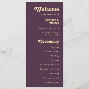 Modern Retro   Dark Purple Cream Wedding Program