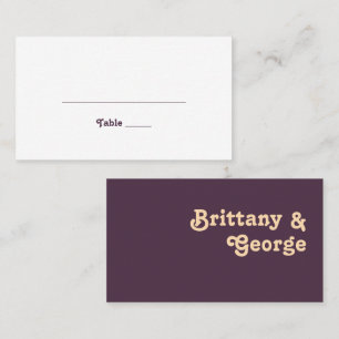 Modern Retro Dark Purple Flat Wedding Place Card